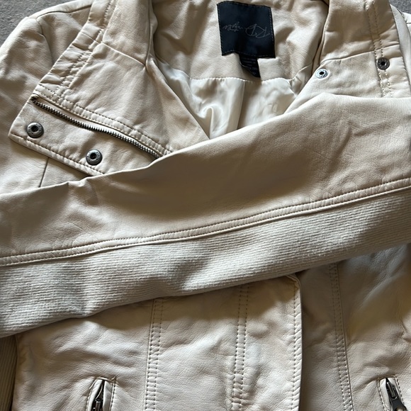 RD style designer moter cycle jacket cream small - petite biker jacket! - Picture 5 of 11